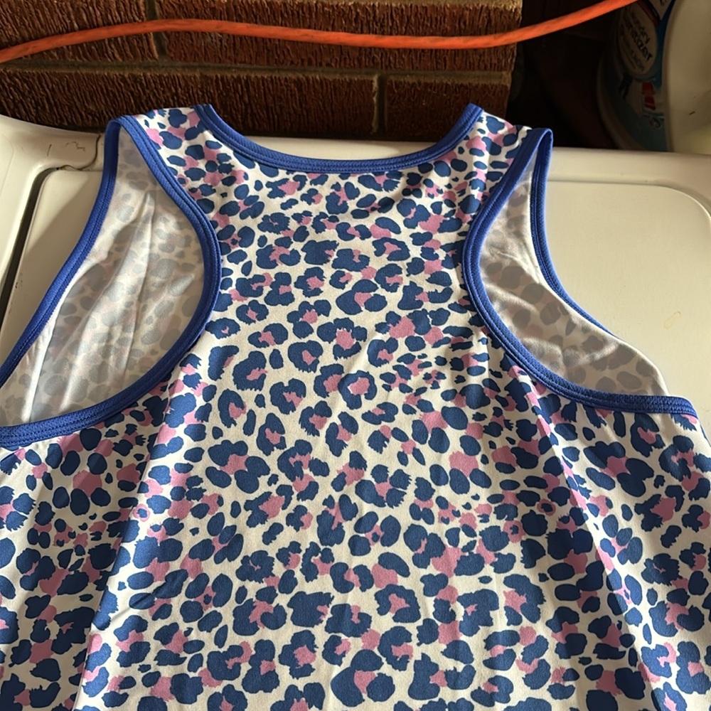 NWT Court Haley Leopard Print Racer Back Tank Top Moisture Wicking Stretch UPF30 - Picture 2 of 16